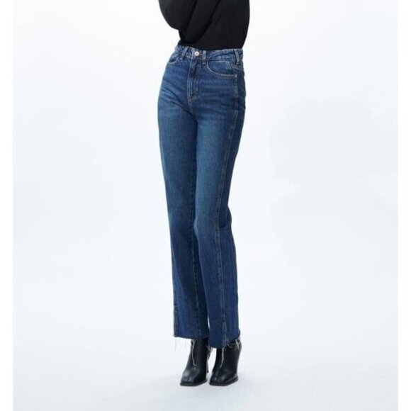 Zara Denim - ZARA Super High Rise Straight Leg Jean 100% Cotton Split Hem Size 8 GUC